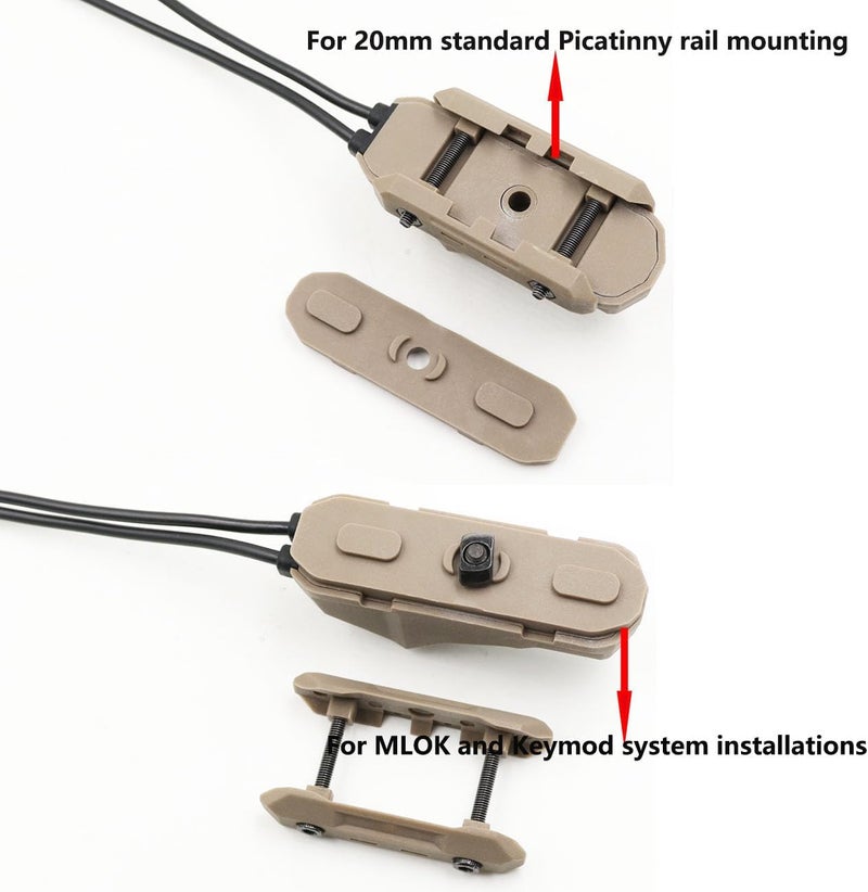 LThyzszb Tactical Dual Remote Pressure Switch Compatible with 2.5mm Plug PEQ-15 & DBAL & SF M300/340/M600/640DF Weapon Lights and Lasers (2.5mm Plug-Tan) - Image 3